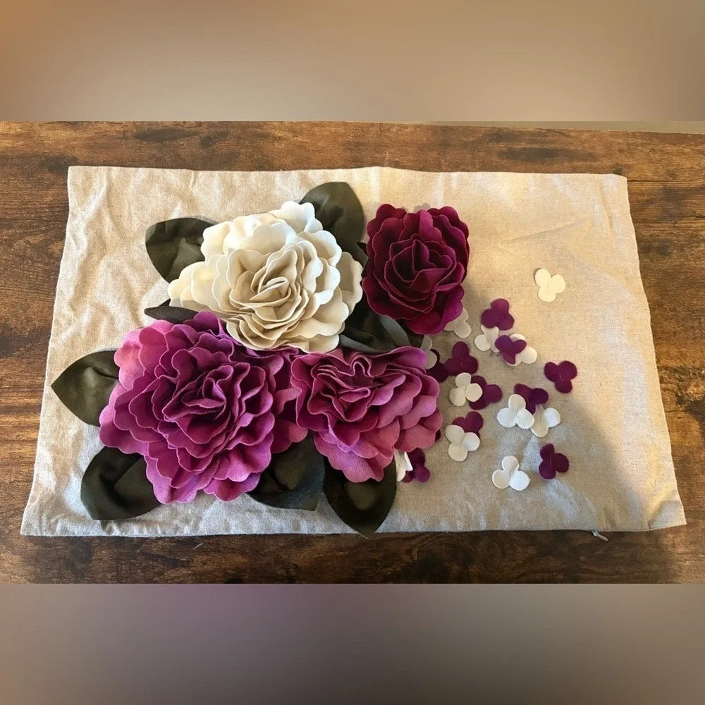 Anthropologie Inspired Floral Lumbar Pillow Cover 12x20